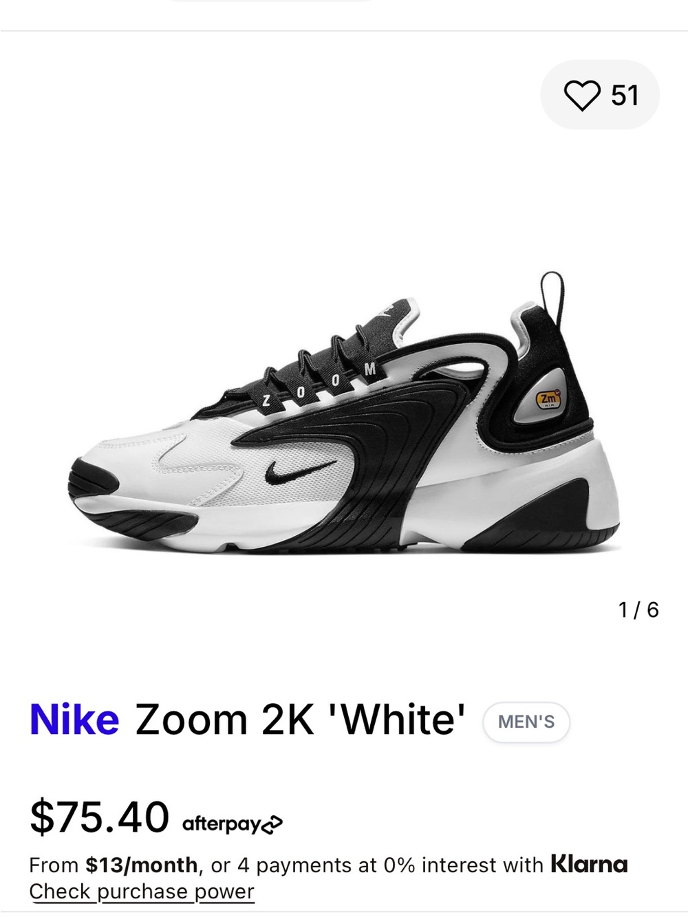 Nike Zoom 2K Women's Sneakers - White/Black